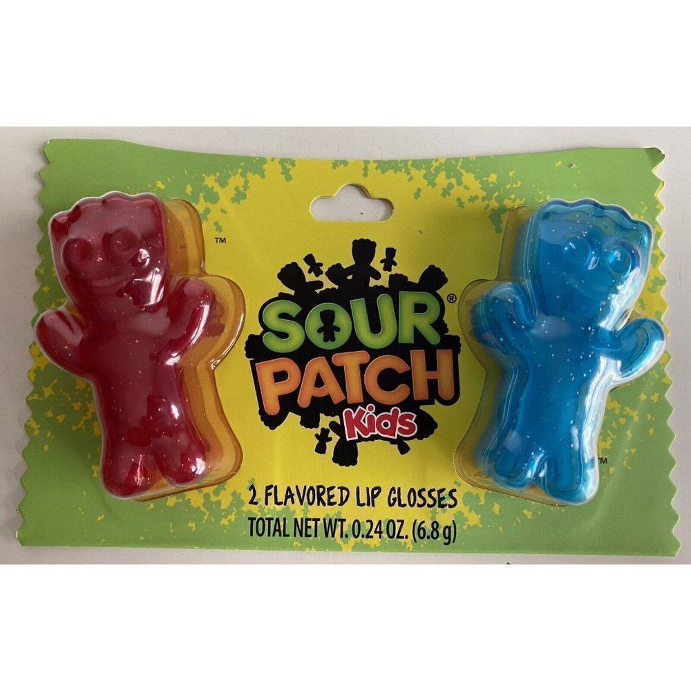 2 Pk Taste Beauty Sour Patch Kids Blue Raspberry Cherry Flavored Lip Balm Gloss